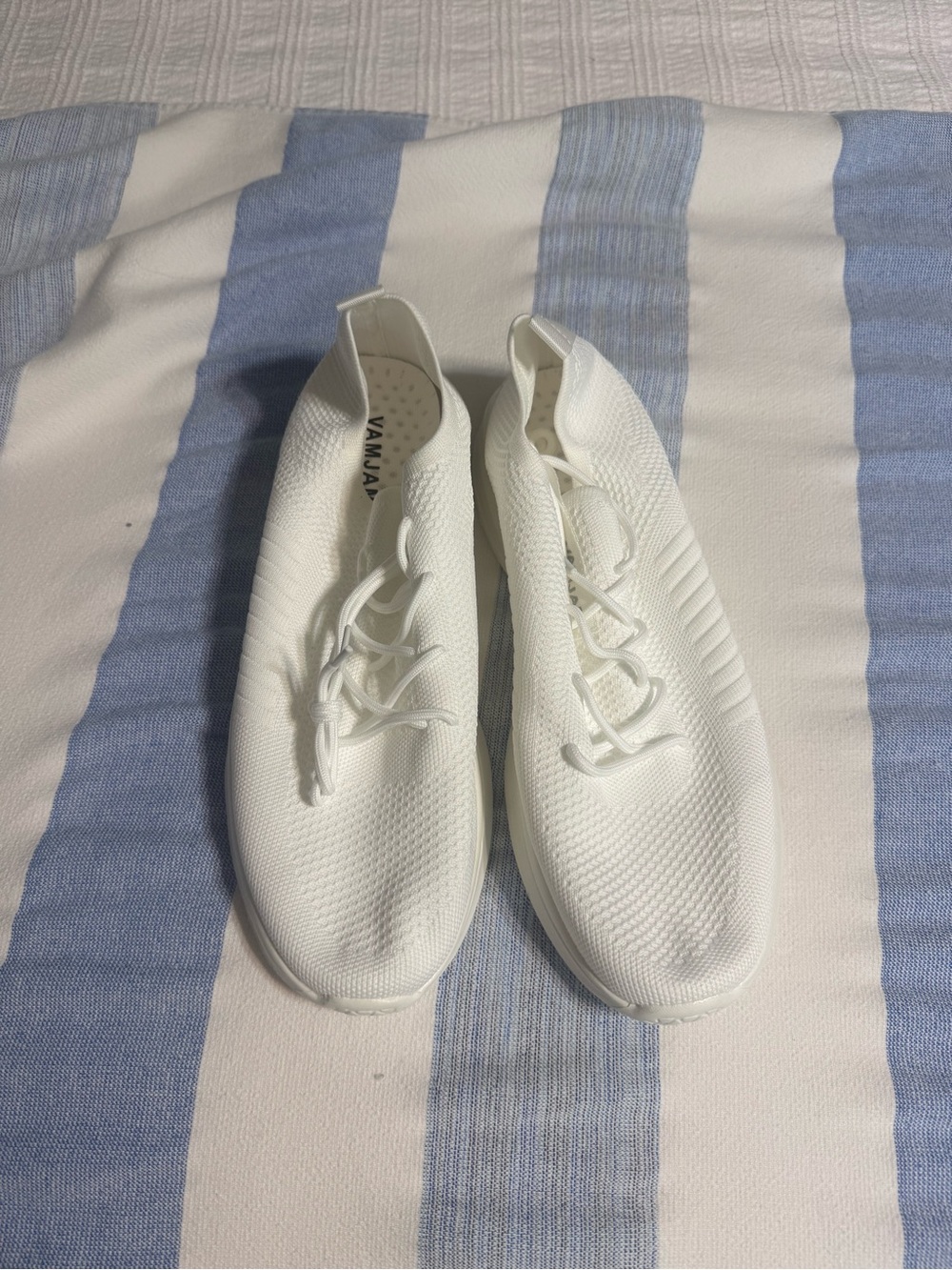 Amazon Men's All-White Knit Slip-On Athletic Shoes